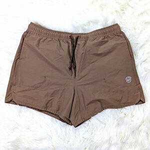 allbirds Men’s Brown Solid Athletic Shorts Drawstring Elastic Waist Flat Front M